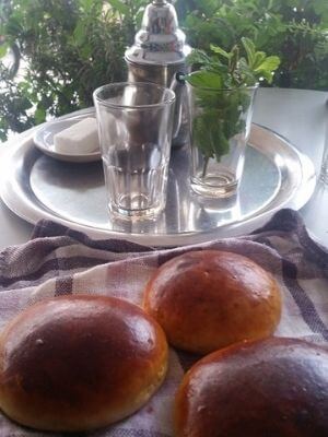 Brioches beside Moroccan Mint Tea Tray