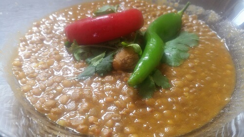 Lentils dish with chili pepper