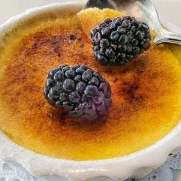 Creme Brulee Topped With Berries