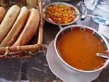 Moroccan Harira Besides Traditional Bread And Beans