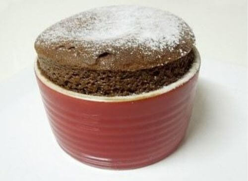 Chocolat Soufflé In Red Ramekin